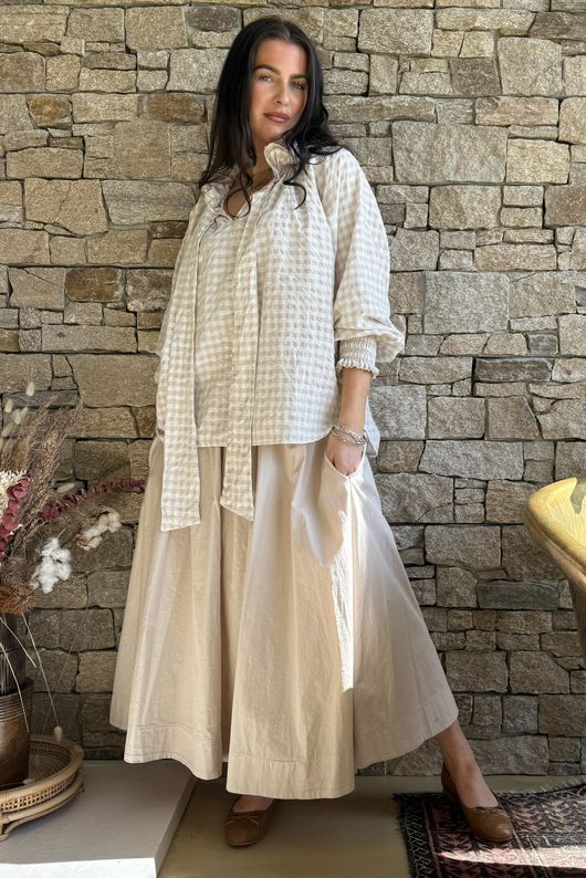 Nonni Gingham Poet Blouse Stone